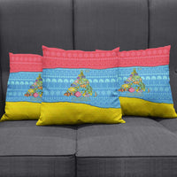 Aruba Christmas Pillow Cover with Fish Christmas Tree Aruba Flag and Red Blue Yellow Tropical Pattern Design - Wonder Print Shop