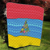 Aruba Christmas Quilt with Fish Christmas Tree Aruba Flag and Red Blue Yellow Tropical Pattern Design - Wonder Print Shop