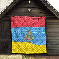 Aruba Christmas Quilt with Fish Christmas Tree Aruba Flag and Red Blue Yellow Tropical Pattern Design - Wonder Print Shop