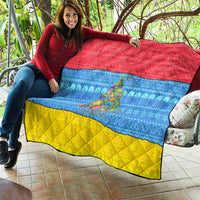 Aruba Christmas Quilt with Fish Christmas Tree Aruba Flag and Red Blue Yellow Tropical Pattern Design - Wonder Print Shop