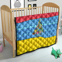 Aruba Christmas Quilt with Fish Christmas Tree Aruba Flag and Red Blue Yellow Tropical Pattern Design - Wonder Print Shop