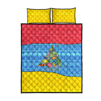 Aruba Christmas Quilt Bed Set with Fish Christmas Tree Aruba Flag and Red Blue Yellow Tropical Pattern Design - Wonder Print Shop