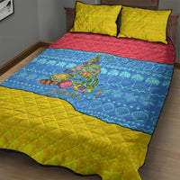 Aruba Christmas Quilt Bed Set with Fish Christmas Tree Aruba Flag and Red Blue Yellow Tropical Pattern Design - Wonder Print Shop