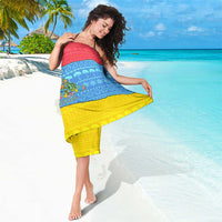 Aruba Christmas Sarong with Fish Christmas Tree Aruba Flag and Red Blue Yellow Tropical Pattern Design - Wonder Print Shop