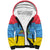 Aruba Christmas Sherpa Hoodie with Fish Christmas Tree Aruba Flag and Red Blue Yellow Tropical Pattern Design - Wonder Print Shop