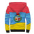 Aruba Christmas Sherpa Hoodie with Fish Christmas Tree Aruba Flag and Red Blue Yellow Tropical Pattern Design - Wonder Print Shop