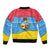 Aruba Christmas Sleeve Zip Bomber Jacket with Fish Christmas Tree Aruba Flag and Red Blue Yellow Tropical Pattern Design - Wonder Print Shop
