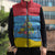 Aruba Christmas Sleeveless Puffer Jacket with Fish Christmas Tree Aruba Flag and Red Blue Yellow Tropical Pattern Design - Wonder Print Shop