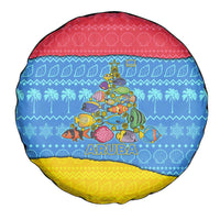 Aruba Christmas Spare Tire Cover with Fish Christmas Tree Aruba Flag and Red Blue Yellow Tropical Pattern Design - Wonder Print Shop