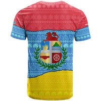 Aruba Christmas T Shirt with Fish Christmas Tree Aruba Flag and Red Blue Yellow Tropical Pattern Design - Wonder Print Shop