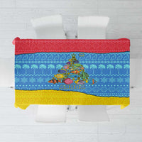Aruba Christmas Tablecloth with Fish Christmas Tree Aruba Flag and Red Blue Yellow Tropical Pattern Design - Wonder Print Shop
