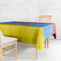 Aruba Christmas Tablecloth with Fish Christmas Tree Aruba Flag and Red Blue Yellow Tropical Pattern Design - Wonder Print Shop