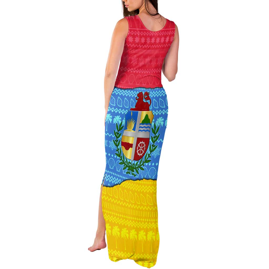 Aruba Christmas Tank Maxi Dress with Fish Christmas Tree Aruba Flag and Red Blue Yellow Tropical Pattern Design - Wonder Print Shop