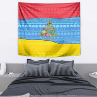 Aruba Christmas Tapestry with Fish Christmas Tree Aruba Flag and Red Blue Yellow Tropical Pattern Design - Wonder Print Shop