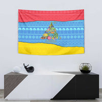 Aruba Christmas Tapestry with Fish Christmas Tree Aruba Flag and Red Blue Yellow Tropical Pattern Design - Wonder Print Shop
