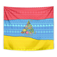 Aruba Christmas Tapestry with Fish Christmas Tree Aruba Flag and Red Blue Yellow Tropical Pattern Design - Wonder Print Shop