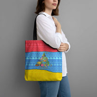Aruba Christmas Tote Bag with Fish Christmas Tree Aruba Flag and Red Blue Yellow Tropical Pattern Design - Wonder Print Shop