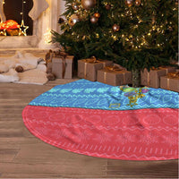 Aruba Christmas Tree Skirt with Fish Christmas Tree Aruba Flag and Red Blue Yellow Tropical Pattern Design - Wonder Print Shop