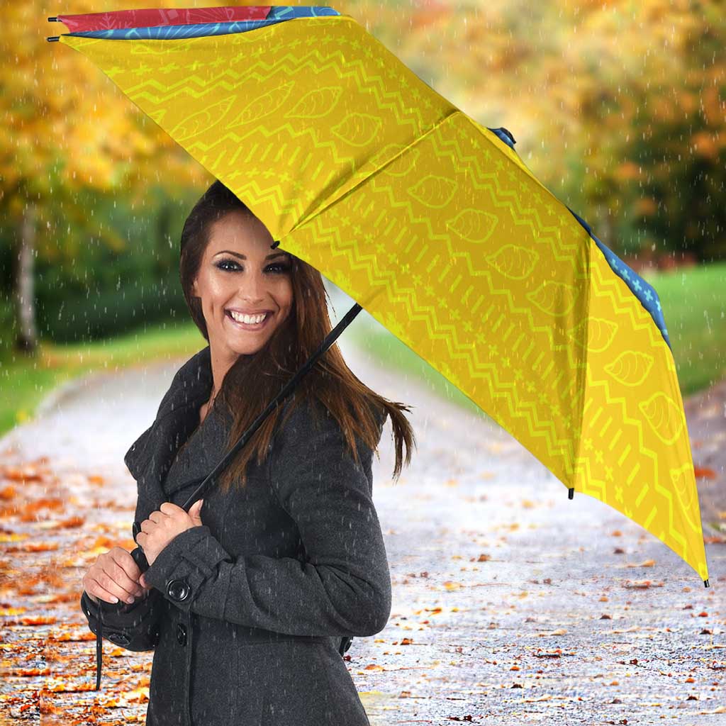 Aruba Christmas Umbrella with Fish Christmas Tree Aruba Flag and Red Blue Yellow Tropical Pattern Design - Wonder Print Shop