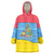 Aruba Christmas Wearable Blanket Hoodie with Fish Christmas Tree Aruba Flag and Red Blue Yellow Tropical Pattern Design - Wonder Print Shop