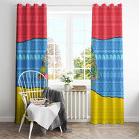 Aruba Christmas Window Curtain with Fish Christmas Tree Aruba Flag and Red Blue Yellow Tropical Pattern Design - Wonder Print Shop