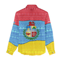 Aruba Christmas Women Casual Shirt with Fish Christmas Tree Aruba Flag and Red Blue Yellow Tropical Pattern Design - Wonder Print Shop