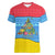 Aruba Christmas Women V-Neck T-Shirt with Fish Christmas Tree Aruba Flag and Red Blue Yellow Tropical Pattern Design - Wonder Print Shop