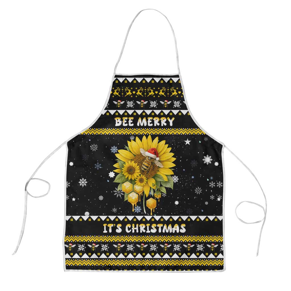 Bee Merry Its Time Christmas Apron Xmas Holiday Patterns - Wonder Print Shop