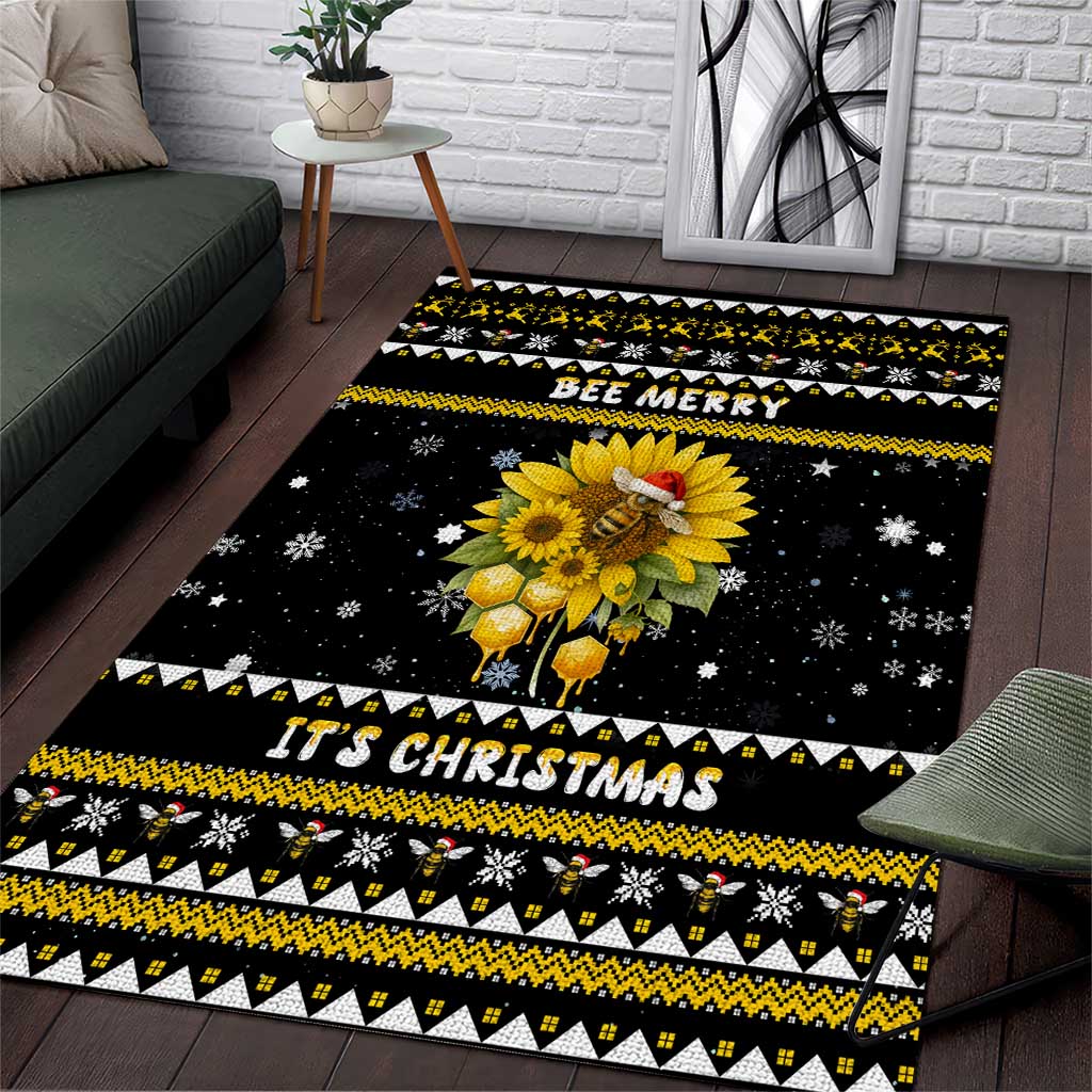 Bee Merry Its Time Christmas Area Rug Xmas Holiday Patterns - Wonder Print Shop