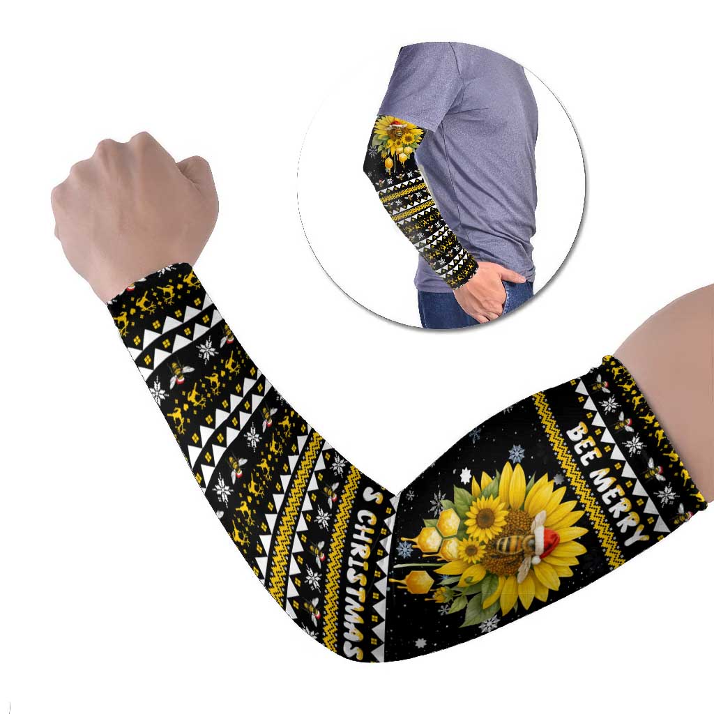 Bee Merry Its Time Christmas Arm Sleeves Xmas Holiday Patterns - Wonder Print Shop