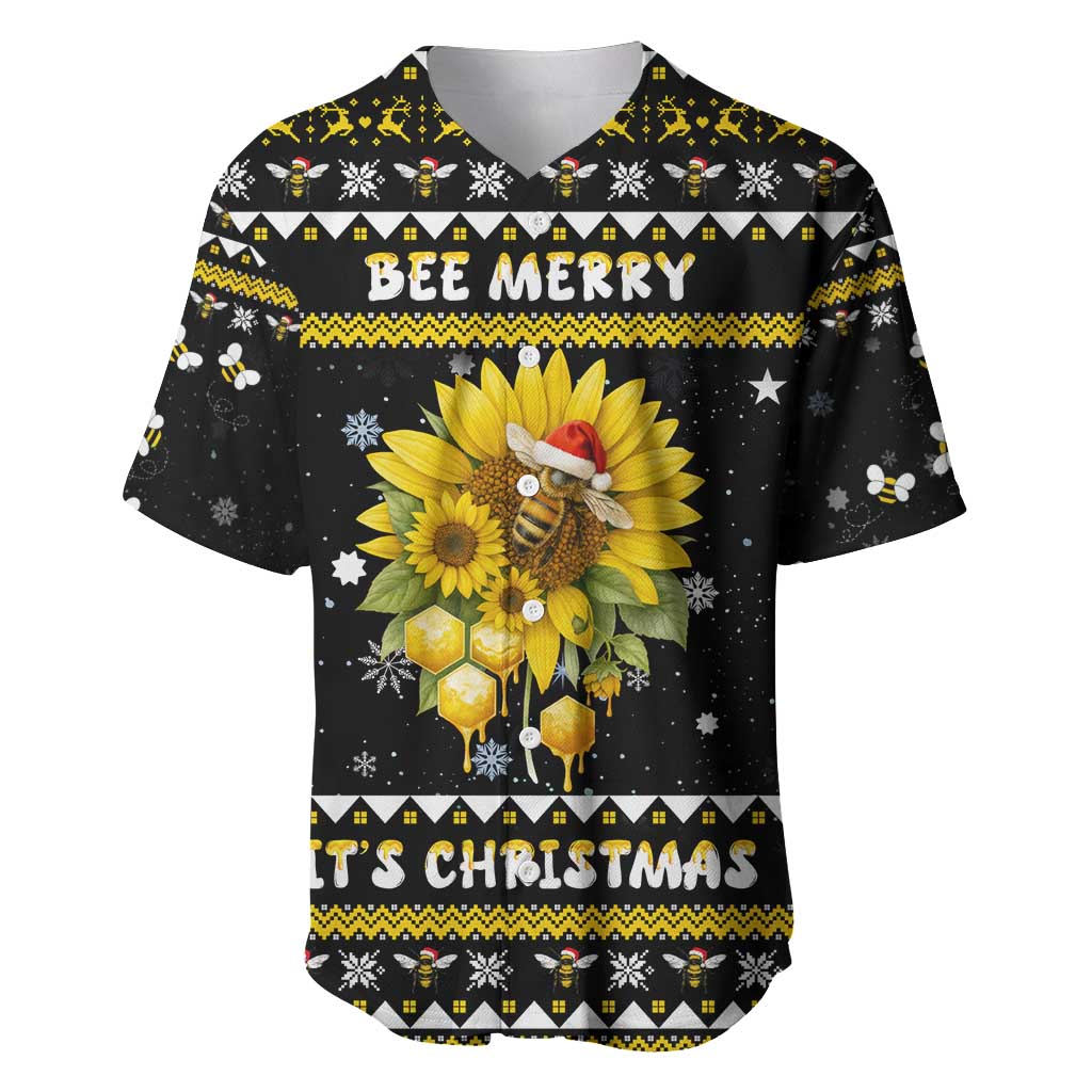 Bee Merry Its Time Christmas Baseball Jersey Xmas Holiday Patterns - Wonder Print Shop