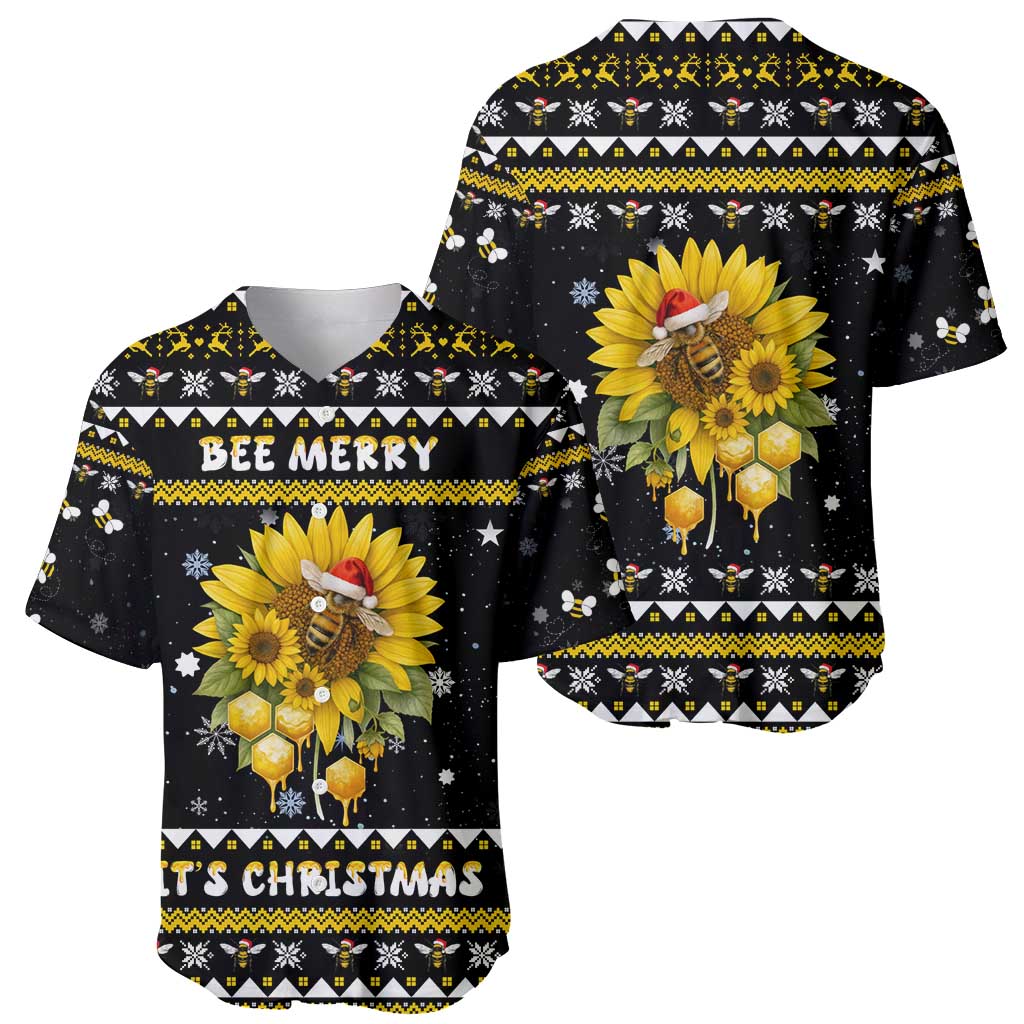 Bee Merry Its Time Christmas Baseball Jersey Xmas Holiday Patterns - Wonder Print Shop