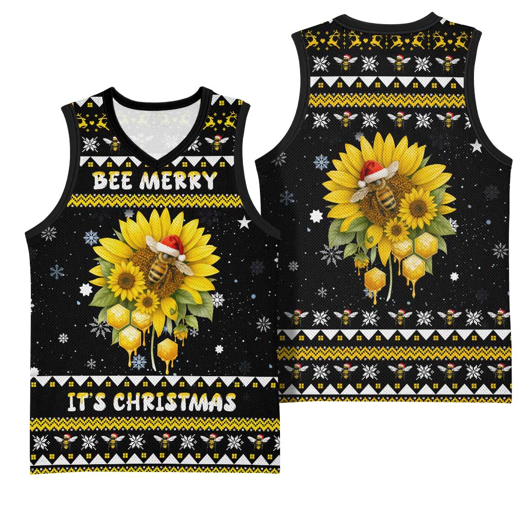 Bee Merry Its Time Christmas Basketball Jersey Xmas Holiday Patterns - Wonder Print Shop