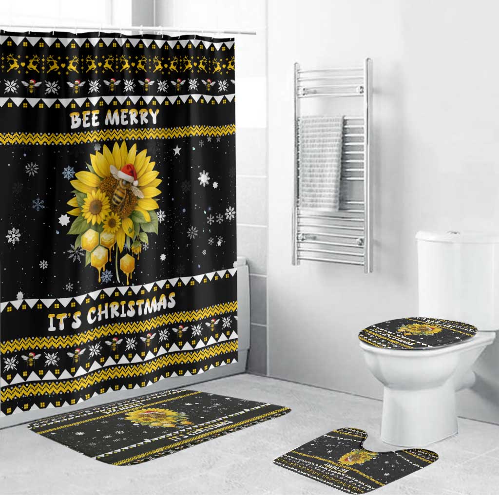 Bee Merry Its Time Christmas Bathroom Set Xmas Holiday Patterns - Wonder Print Shop