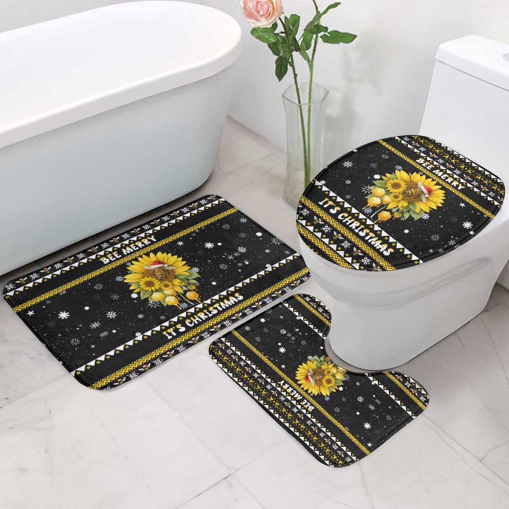 Bee Merry Its Time Christmas Bathroom Set Xmas Holiday Patterns - Wonder Print Shop