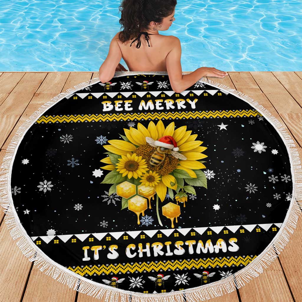 Bee Merry Its Time Christmas Beach Blanket Xmas Holiday Patterns - Wonder Print Shop