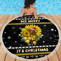 Bee Merry Its Time Christmas Beach Blanket Xmas Holiday Patterns - Wonder Print Shop