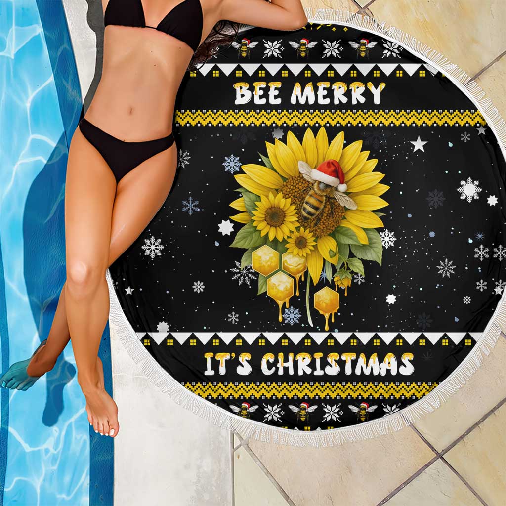 Bee Merry Its Time Christmas Beach Blanket Xmas Holiday Patterns - Wonder Print Shop