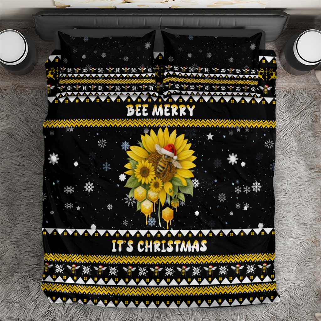 Bee Merry Its Time Christmas Bedding Set Xmas Holiday Patterns - Wonder Print Shop