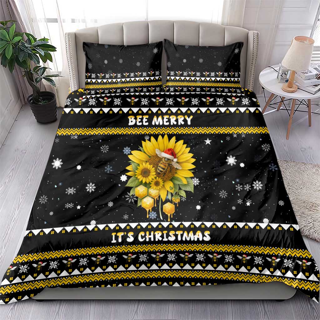 Bee Merry Its Time Christmas Bedding Set Xmas Holiday Patterns - Wonder Print Shop