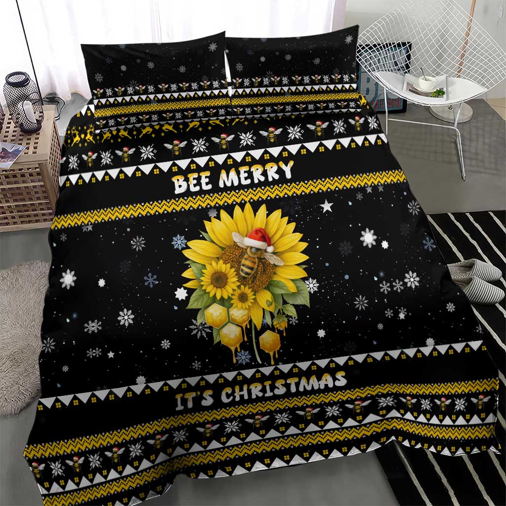 Bee Merry Its Time Christmas Bedding Set Xmas Holiday Patterns - Wonder Print Shop