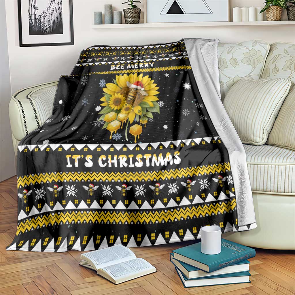 Bee Merry Its Time Christmas Blanket Xmas Holiday Patterns - Wonder Print Shop