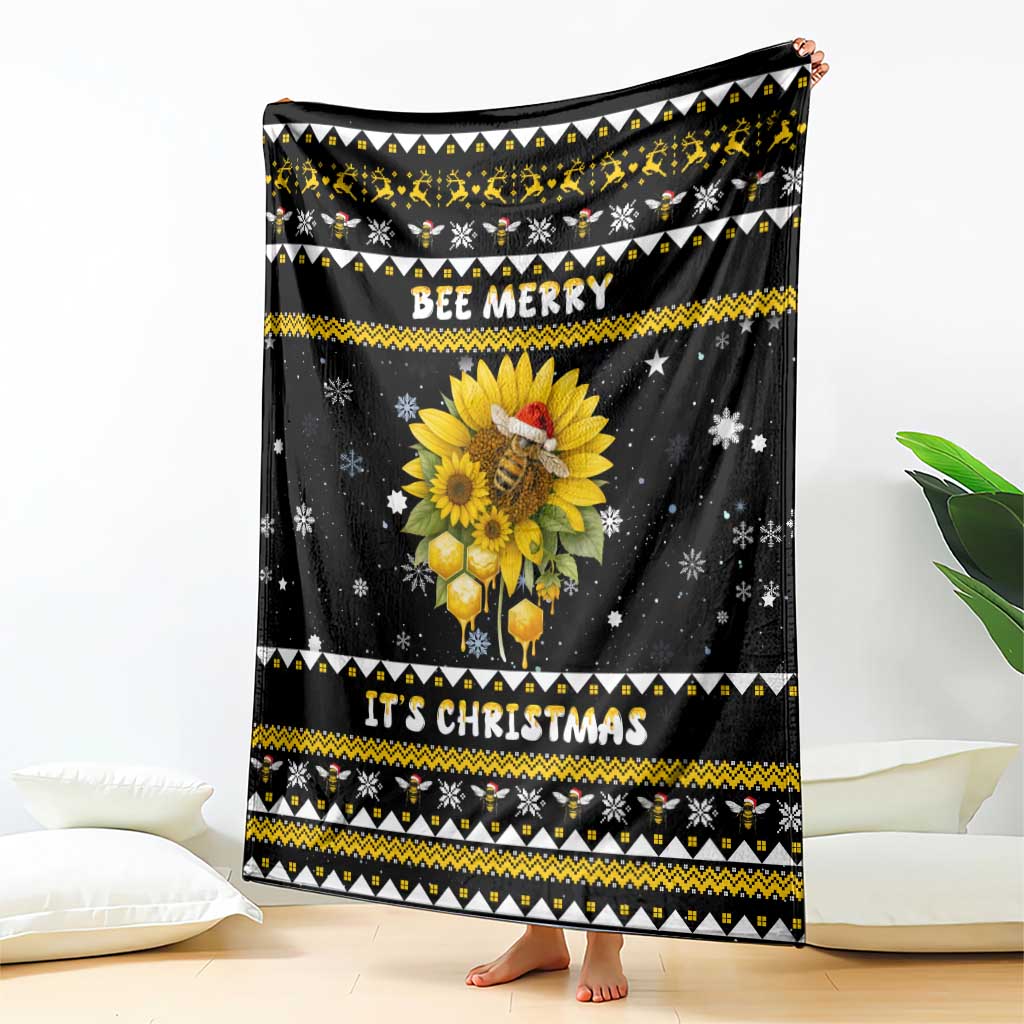 Bee Merry Its Time Christmas Blanket Xmas Holiday Patterns - Wonder Print Shop