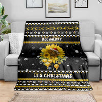 Bee Merry Its Time Christmas Blanket Xmas Holiday Patterns - Wonder Print Shop