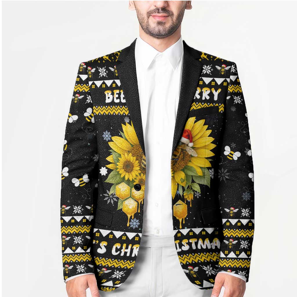 Bee Merry Its Time Christmas Blazer Xmas Holiday Patterns - Wonder Print Shop