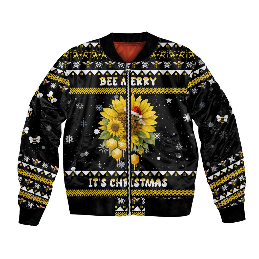 Bee Merry Its Time Christmas Bomber Jacket Xmas Holiday Patterns - Wonder Print Shop