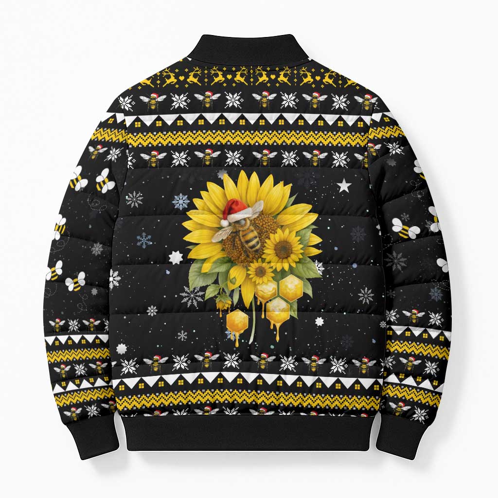 Bee Merry Its Time Christmas Bomber Puffer Jacket Xmas Holiday Patterns - Wonder Print Shop