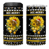 Bee Merry Its Time Christmas 4 in 1 Can Cooler Tumbler Xmas Holiday Patterns - Wonder Print Shop