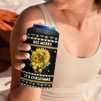 Bee Merry Its Time Christmas 4 in 1 Can Cooler Tumbler Xmas Holiday Patterns - Wonder Print Shop