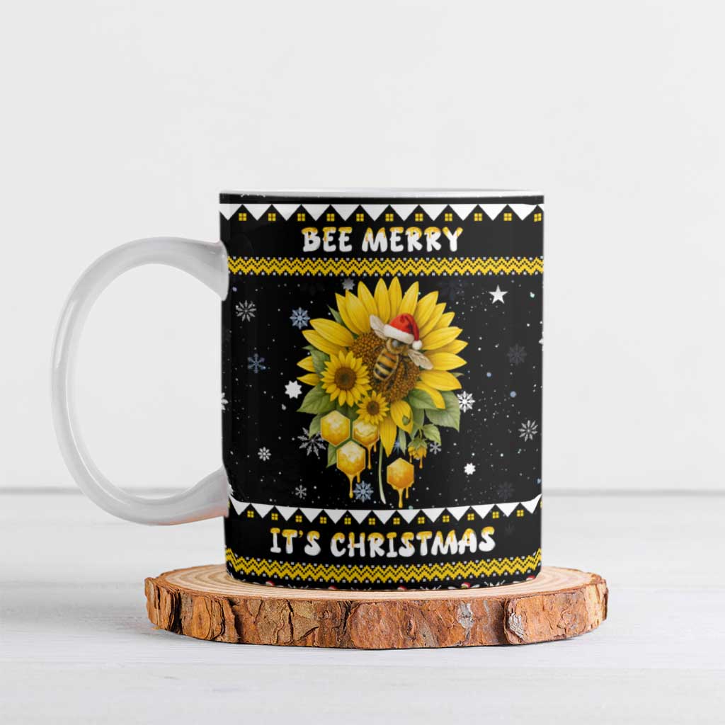 Bee Merry Its Time Christmas Ceramic Mug Xmas Holiday Patterns - Wonder Print Shop